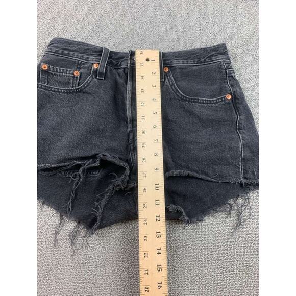 Levi’s 501 Cutoff Shorts Women 27 Black Frayed Hem Button Fly Five Pocket - Picture 7 of 10